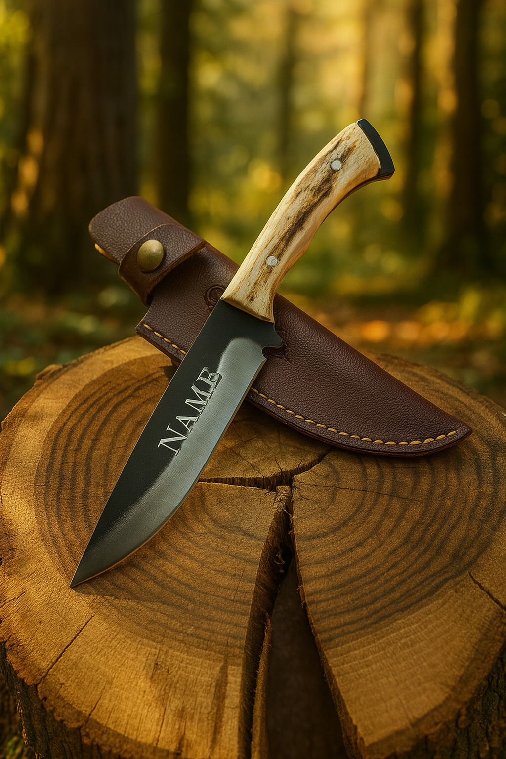 10" Hirschgeweih Griff Bushcraft Jagdmesser Personalisiert