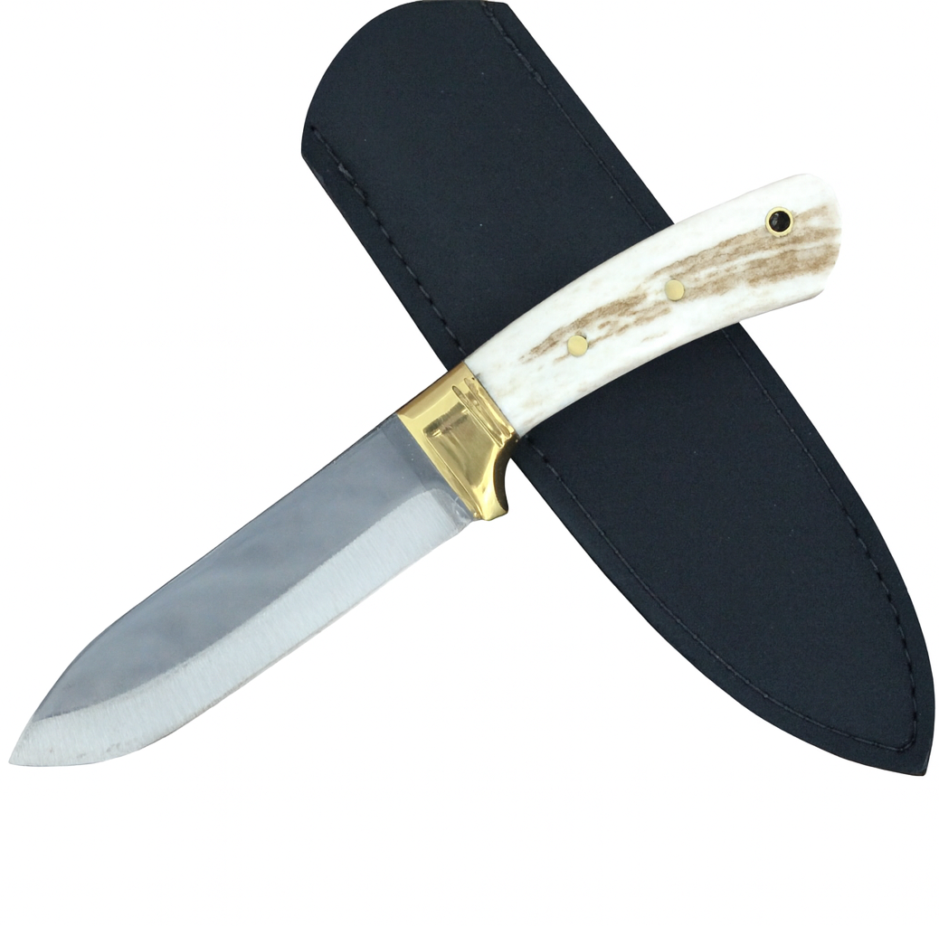 Personalisiertes Jagdmesser Hirschgeweih und Messing Griff (Dh033)