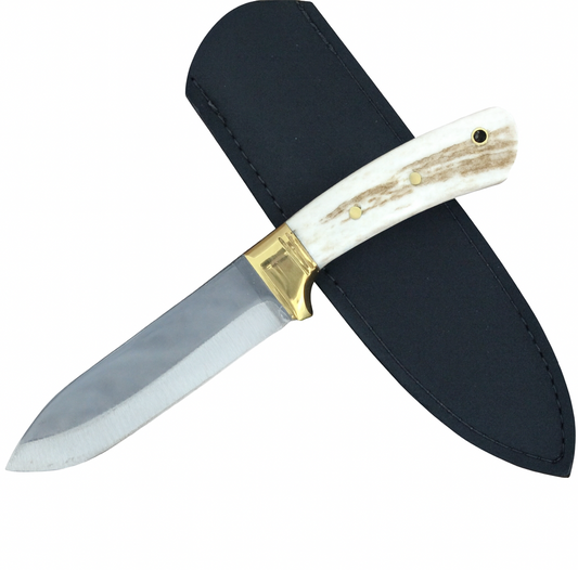 Personalisiertes Jagdmesser Hirschgeweih und Messing Griff (Dh033)