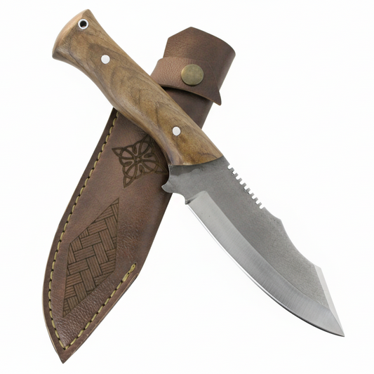 Handgefertigtes Outdoor-Messer mit Lederscheide Personalisiert