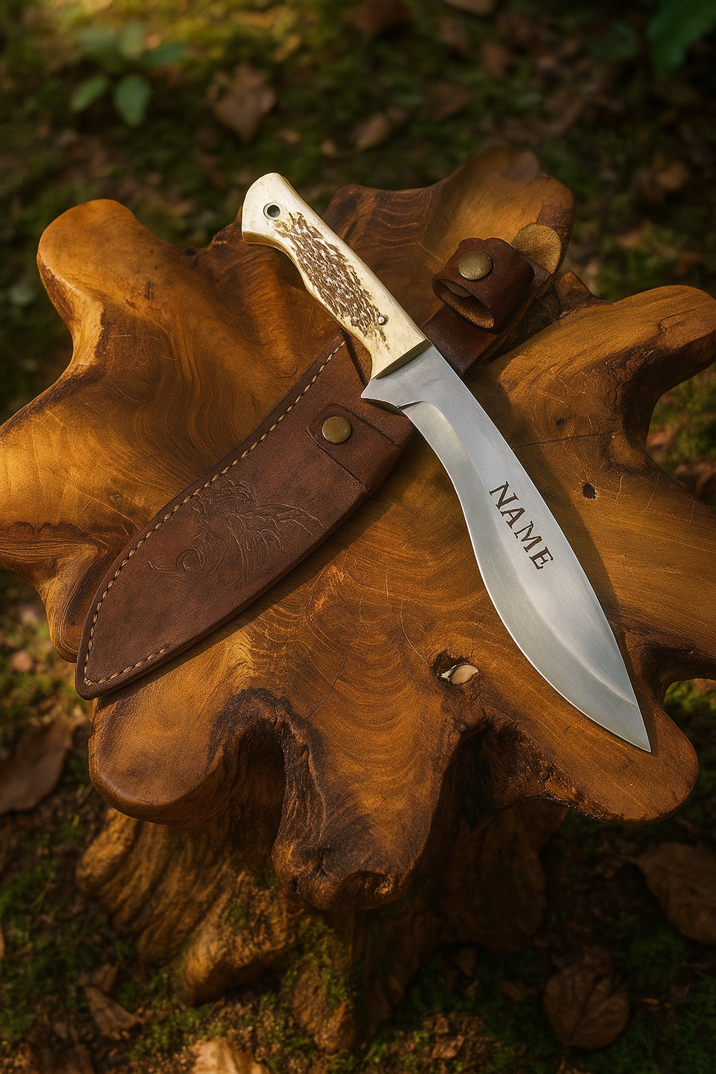 Hirschgeweih Kukri Messer Personalisiert