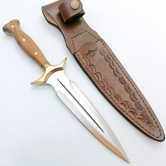 Walnuss Holz Griff Dolch Messer mit Scheide Personalisiert