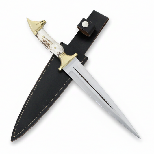 Hirschgeweih Griff Dolchmesser mit Lederscheide