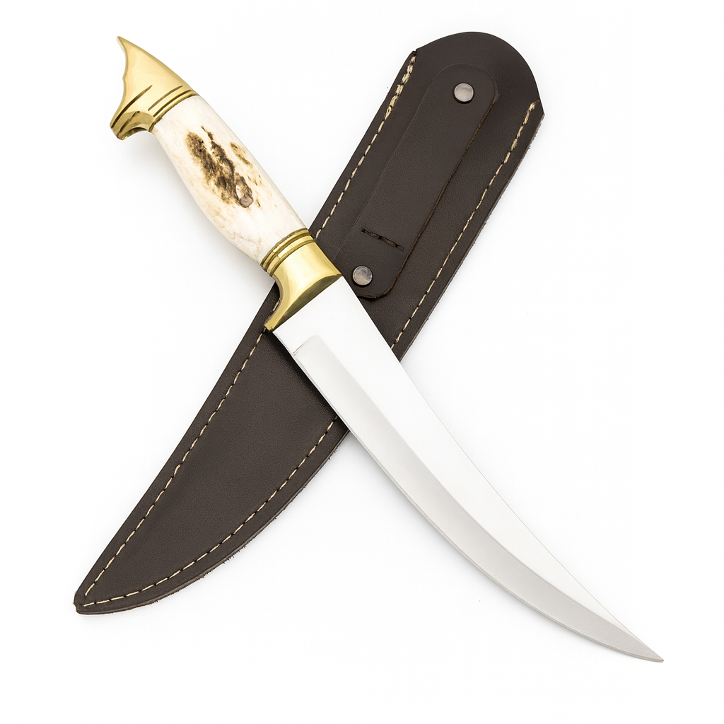 13 " Hirschgeweih Wolfskopf Jagdmesser Handgefertigt