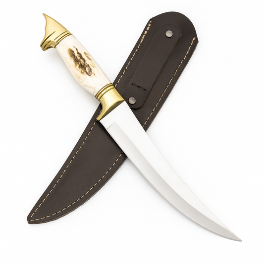 13 " Hirschgeweih Wolfskopf Jagdmesser Handgefertigt