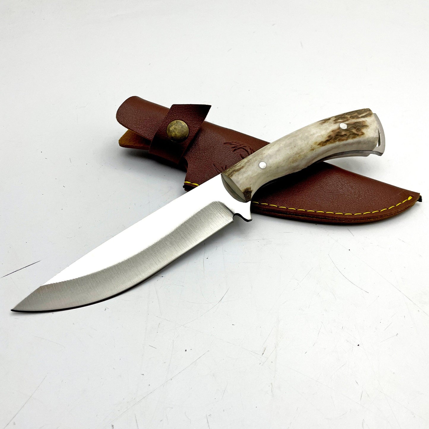 Hirschgeweih Bushcraft Messer Personalisiert mit Etui