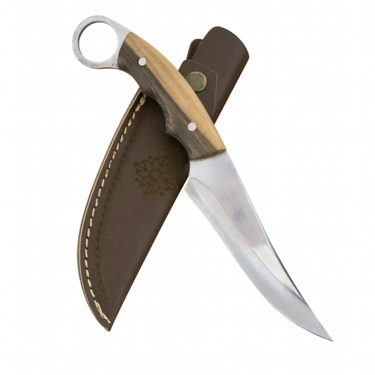Handgefertigtes Bushcraftmesser mit Lederscheide Personalisiert