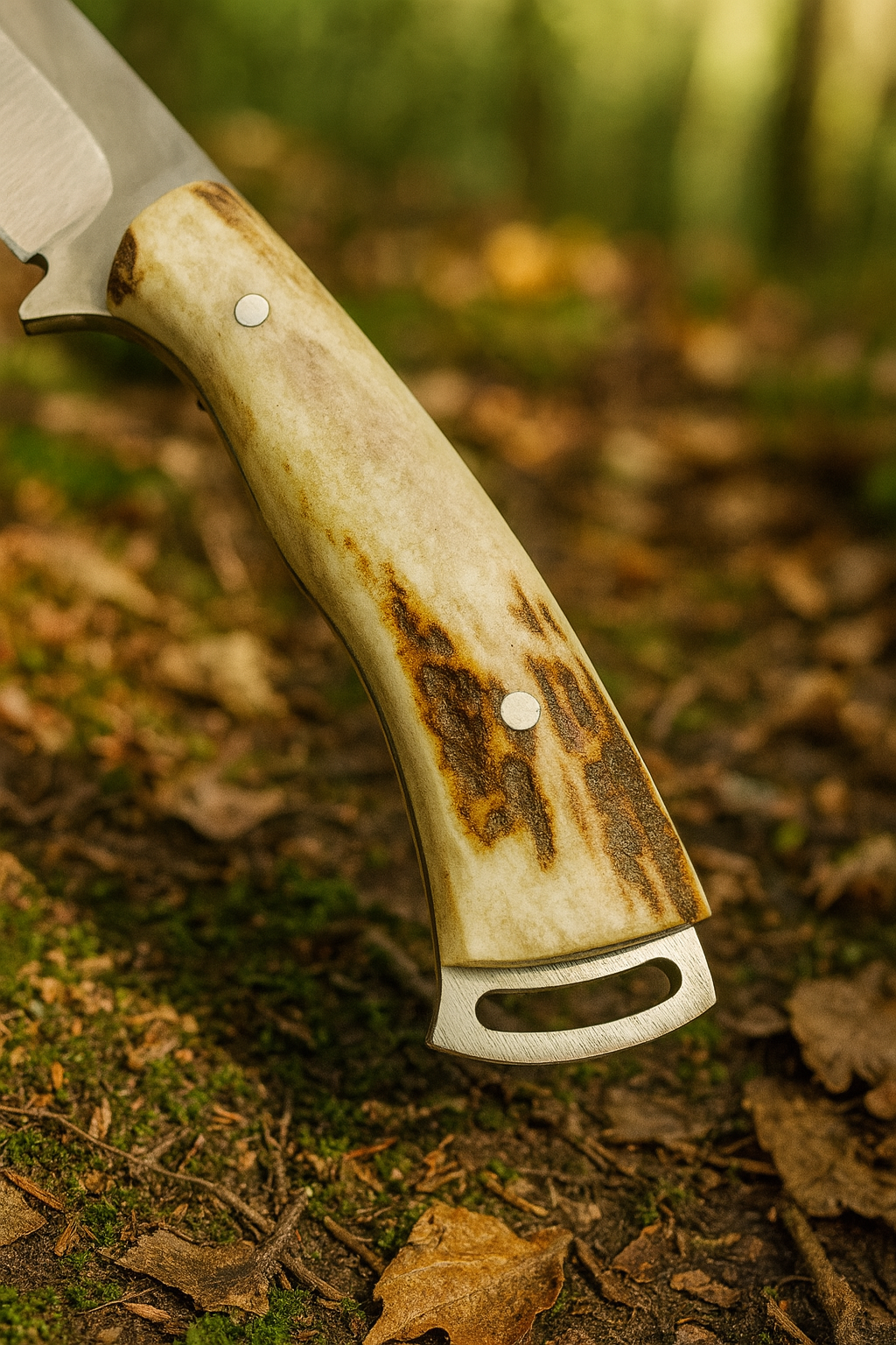 Hirschgeweih Bushcraft Messer Personalisiert mit Etui