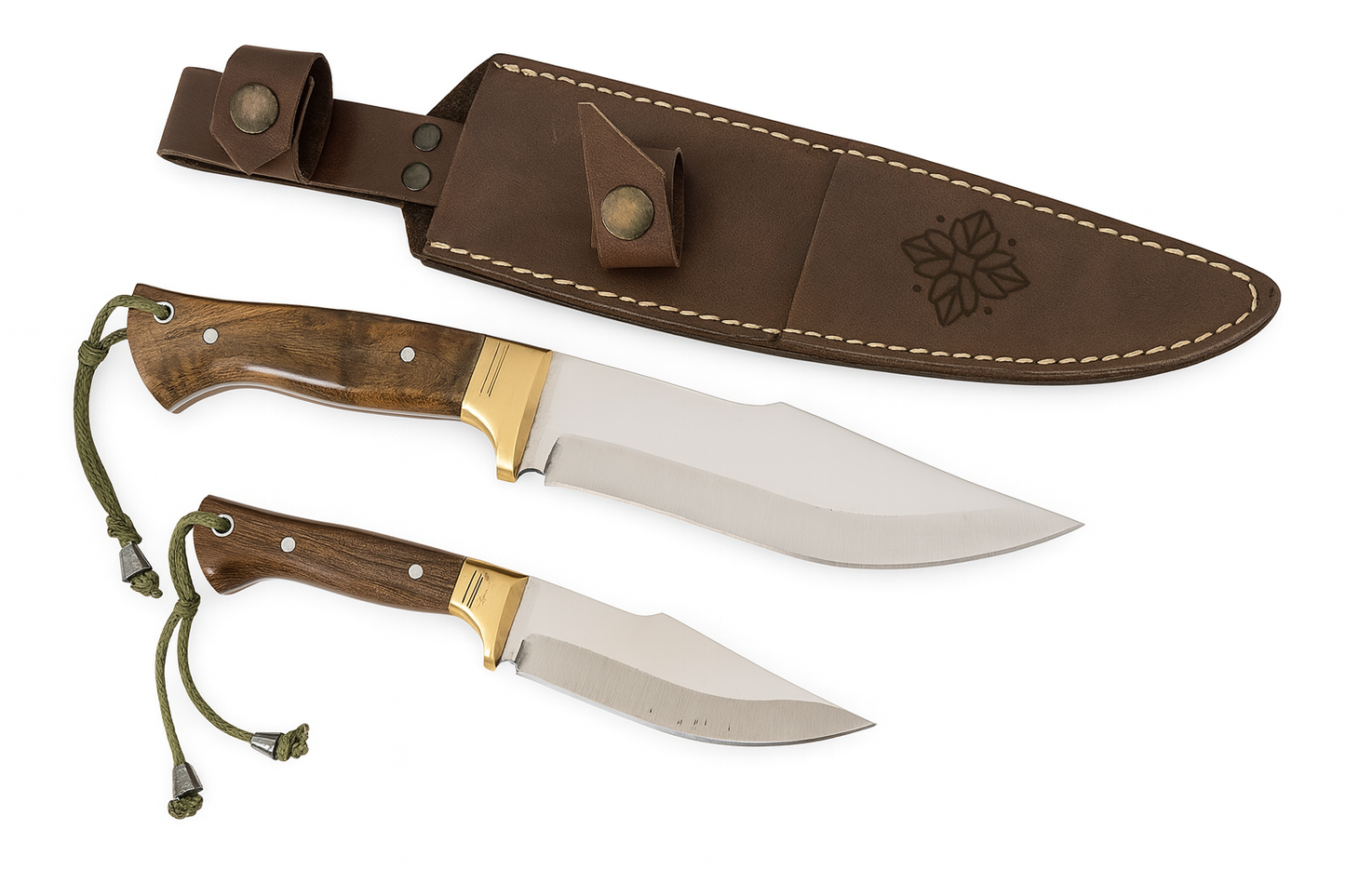 2 Stück Walnussholz Jagdmesser Set Personalisiert