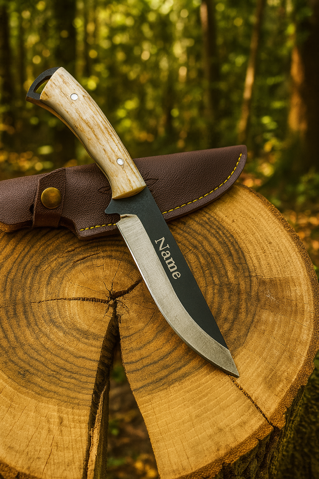 10" Hirschgeweih Griff Bushcraft Jagdmesser Personalisiert