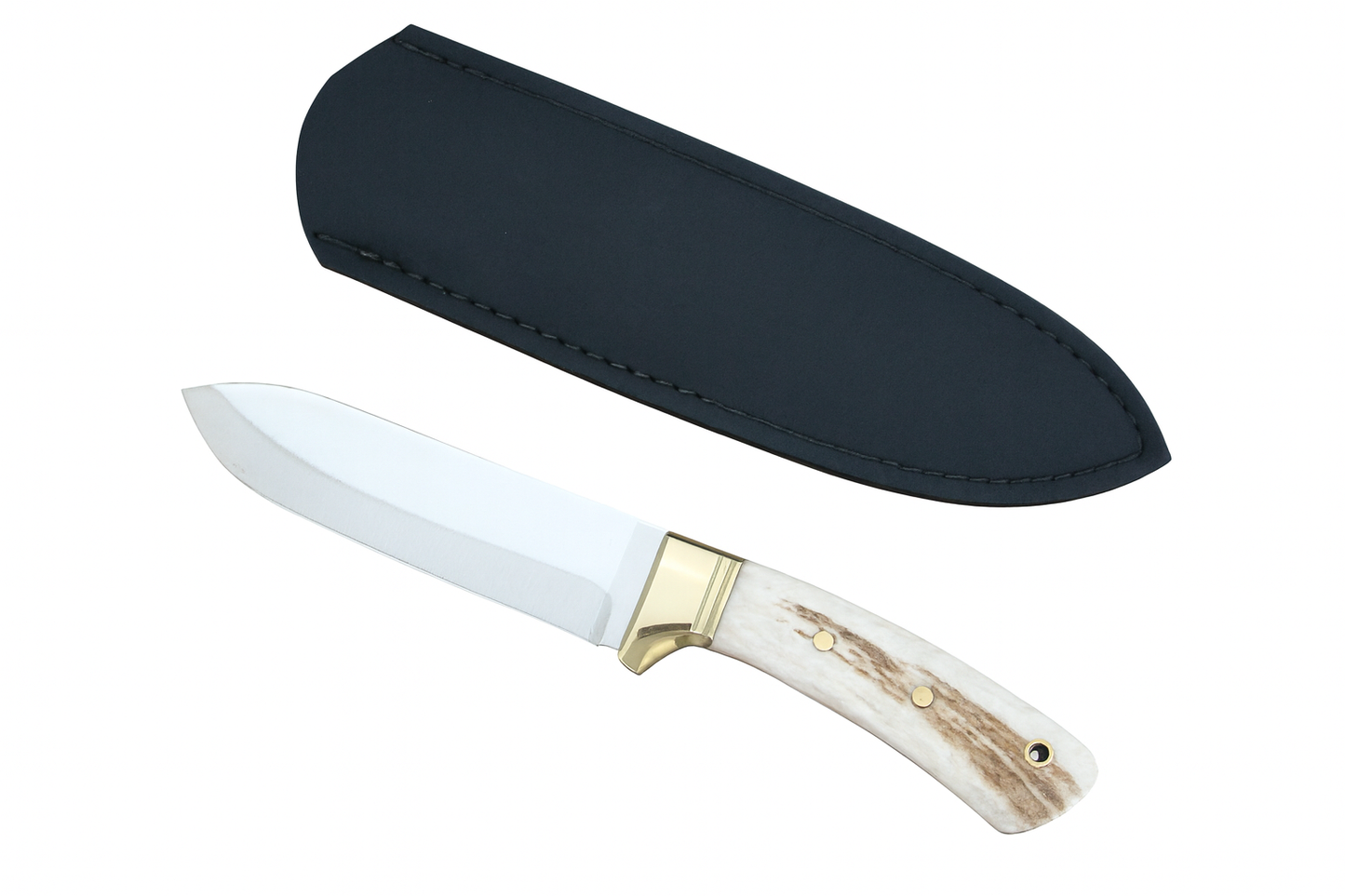 Personalisiertes Jagdmesser Hirschgeweih und Messing Griff (Dh033)