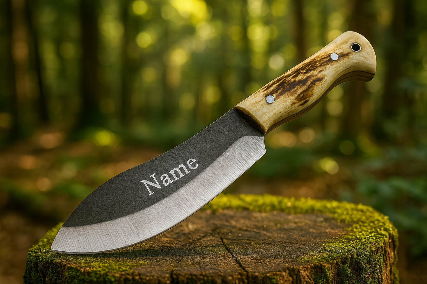 Hirschgeweih Nesmuk Messer Personalisiert mit Lederetui
