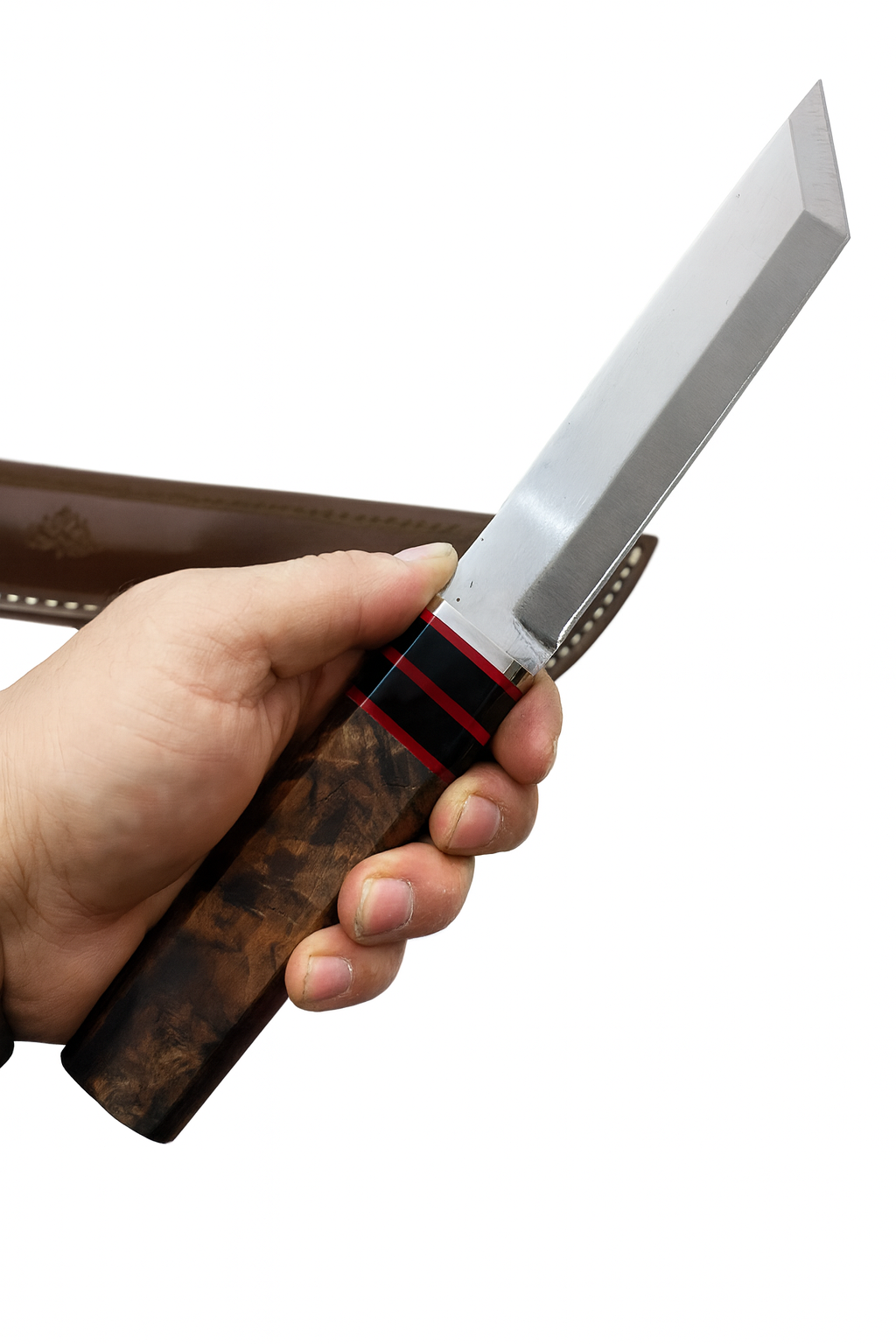 11" Handgemachtes Holzgriff Tanto Messer mit Scheide Personalisiert Premium-Qualität