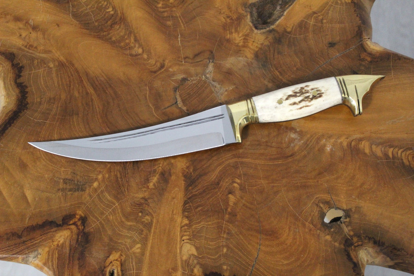 13 " Hirschgeweih Wolfskopf Jagdmesser Handgefertigt
