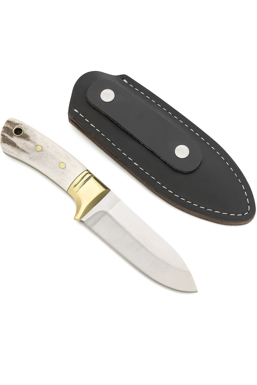 Personalisiertes Jagdmesser Hirschgeweih und Messing Griff