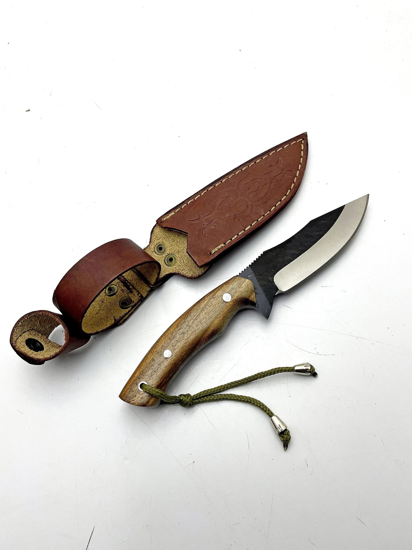 Custom Mini Bushcraft Messer mit Lederscheide Personalisiert