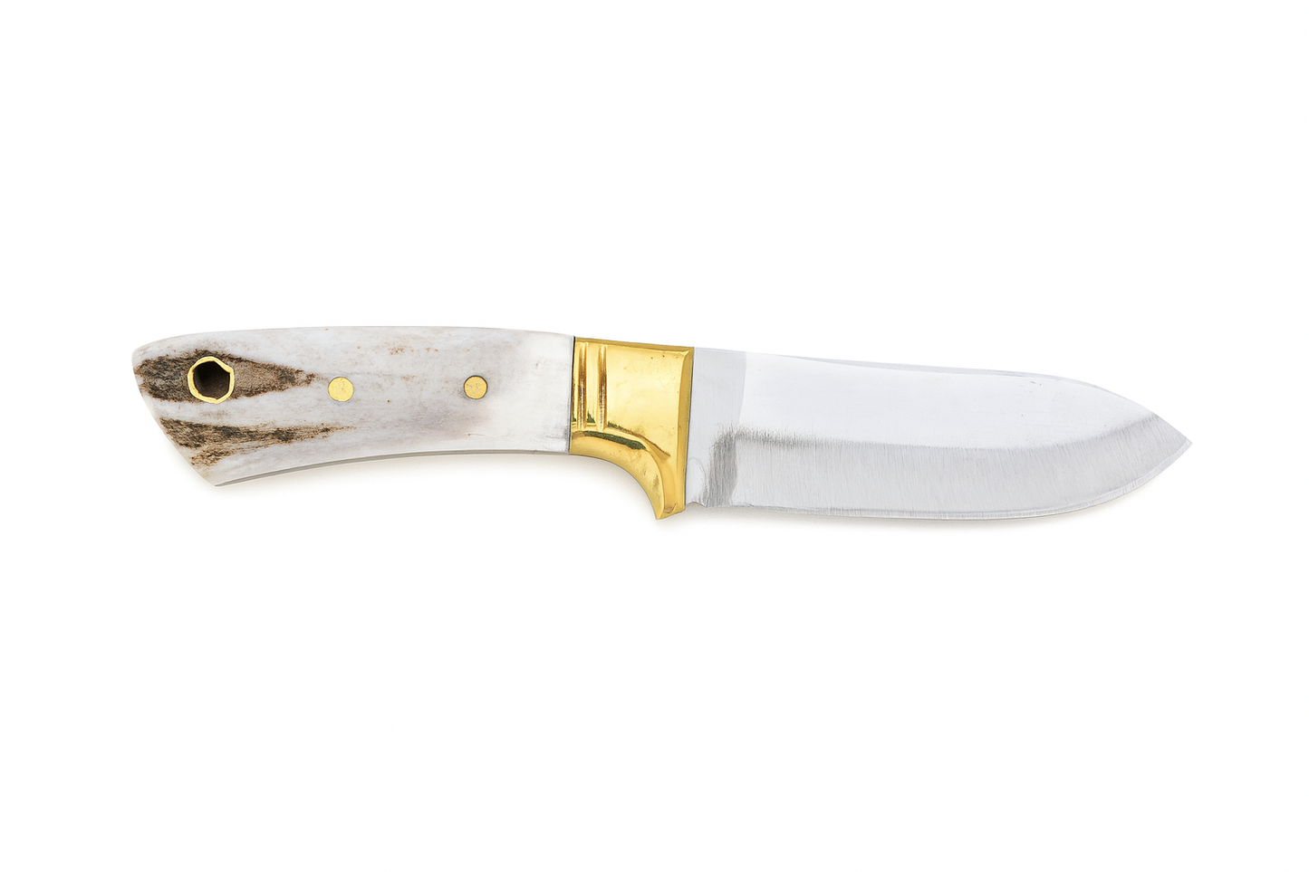 Personalisiertes Jagdmesser Hirschgeweih und Messing Griff