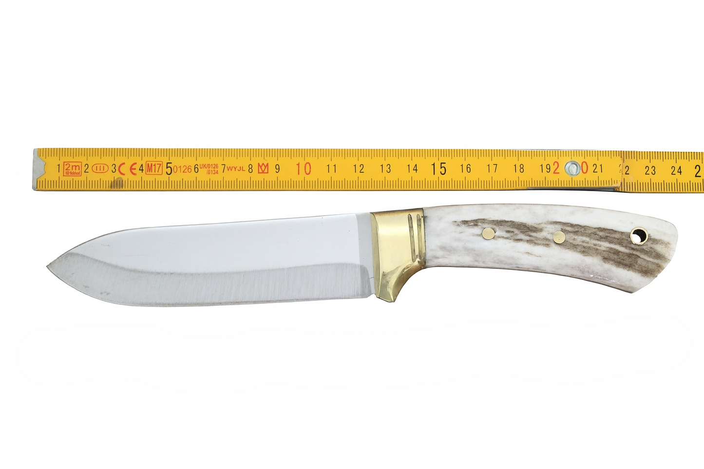 Personalisiertes Jagdmesser Hirschgeweih und Messing Griff (Dh033)