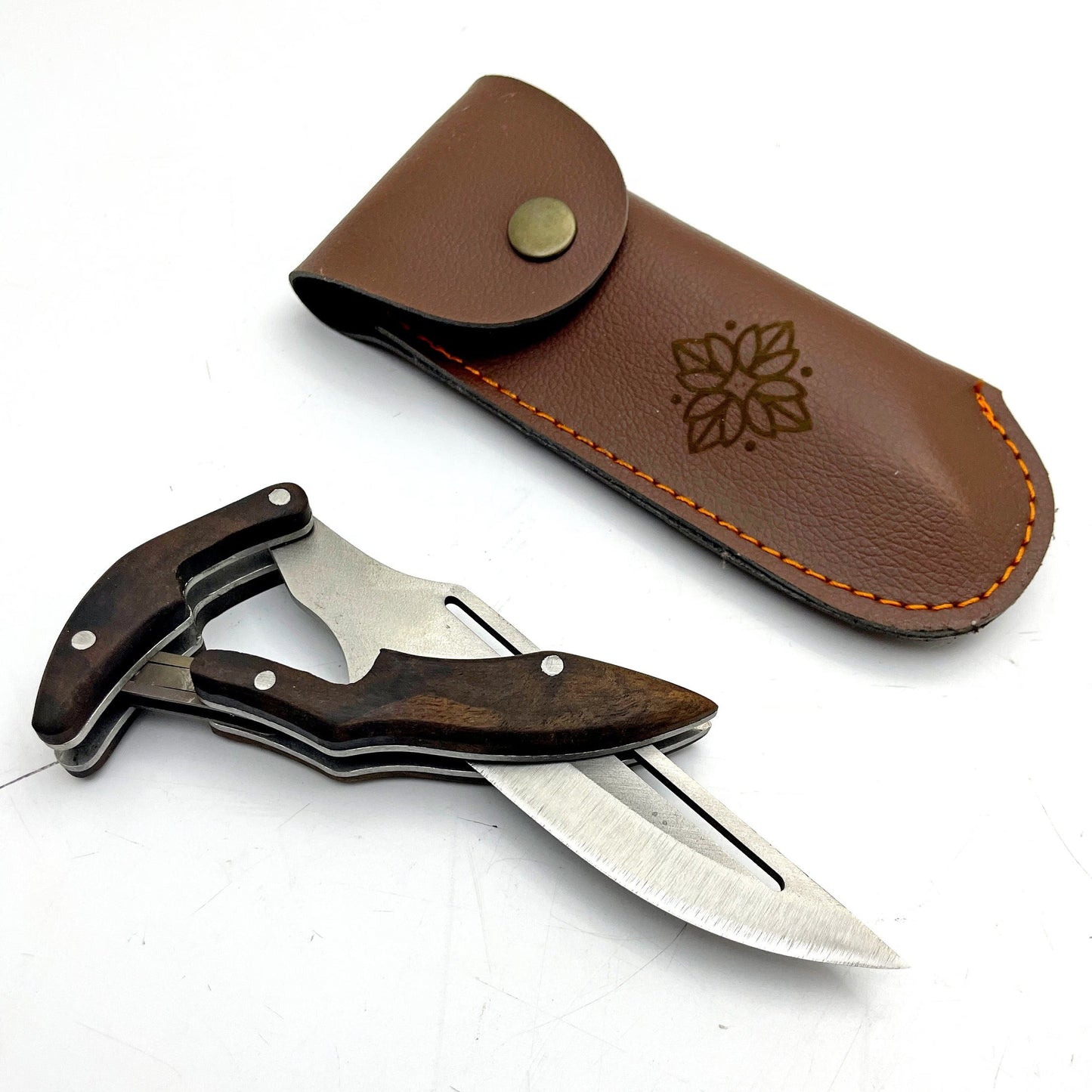 Personalisiertes Handgemachtes Klappmesser mit Lederscheide
