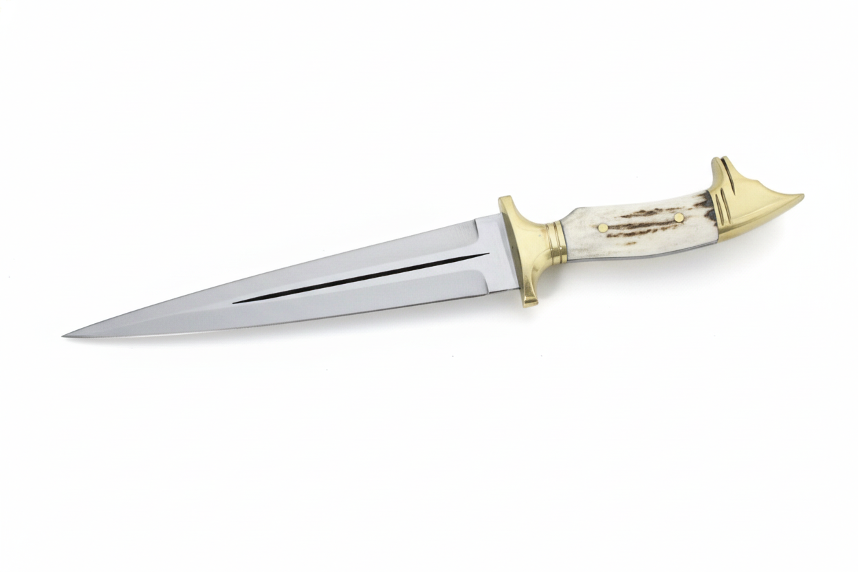 Hirschgeweih Griff Dolchmesser mit Lederscheide