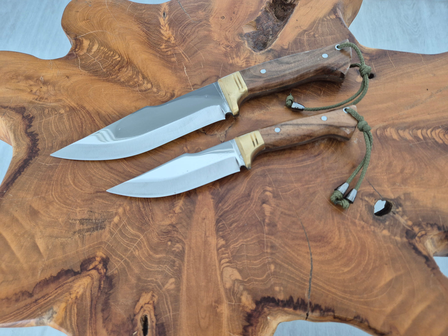 2 Stück Walnussholz Jagdmesser Set Personalisiert