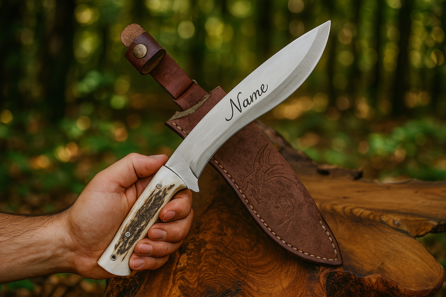 Hirschgeweih Kukri Messer Personalisiert