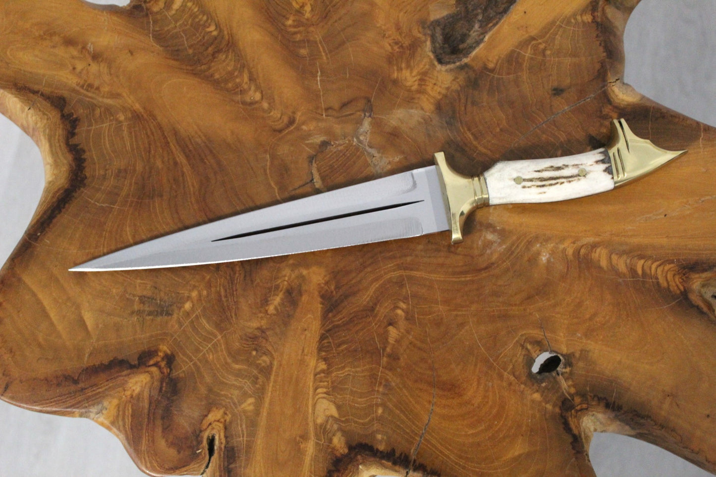 Hirschgeweih Griff Dolchmesser mit Lederscheide
