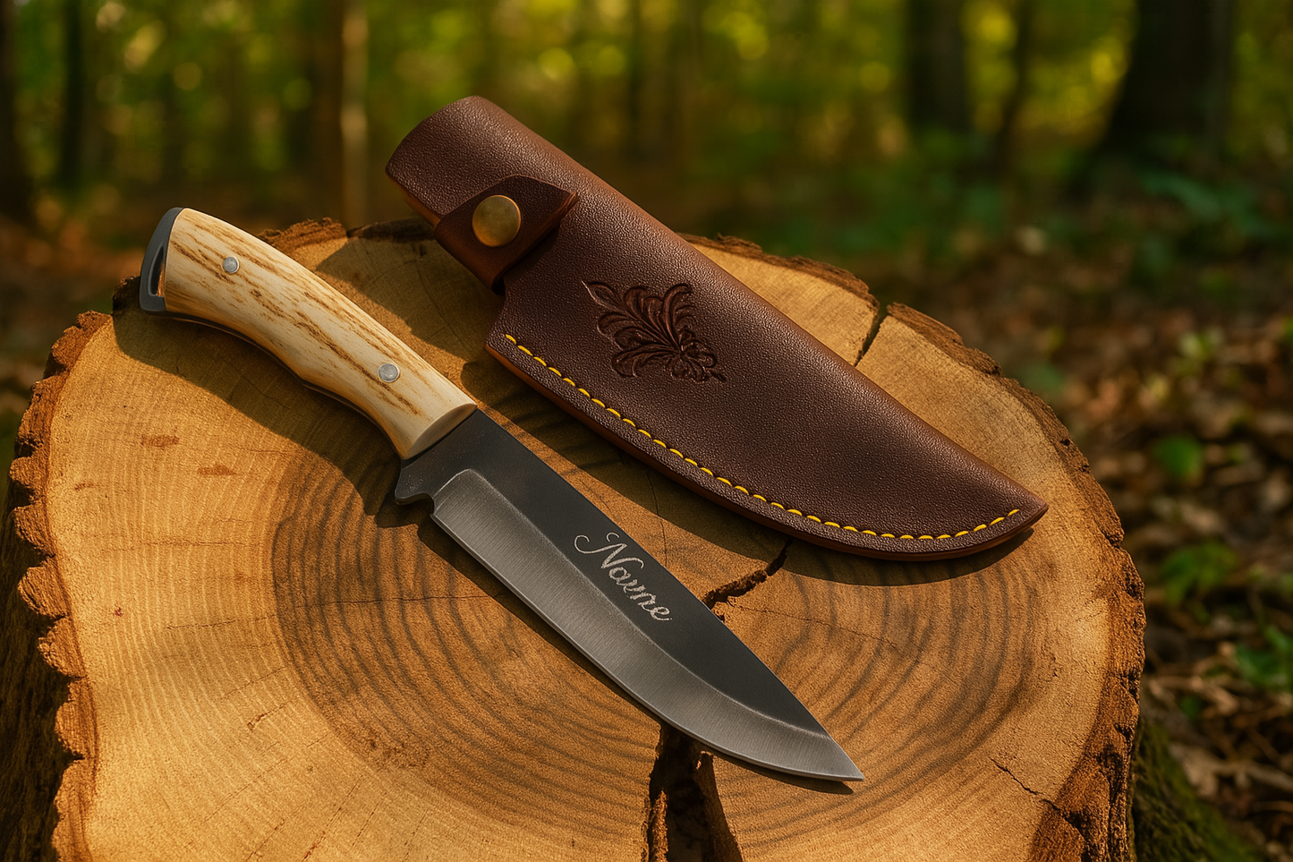 10" Hirschgeweih Griff Bushcraft Jagdmesser Personalisiert