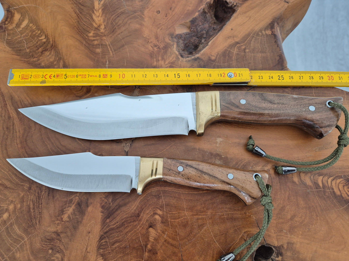 2 Stück Walnussholz Jagdmesser Set Personalisiert