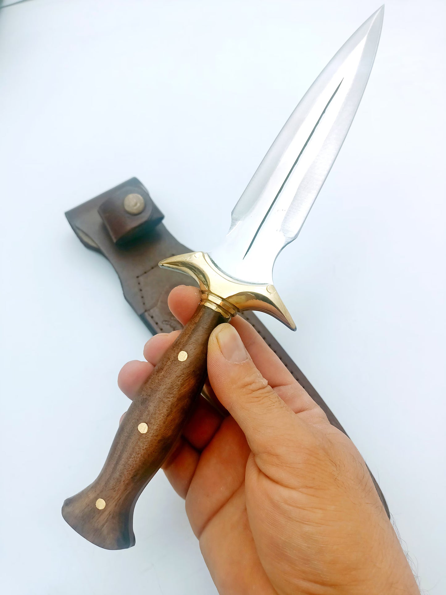 Walnuss Holz Griff Dolch Messer mit Scheide Personalisiert