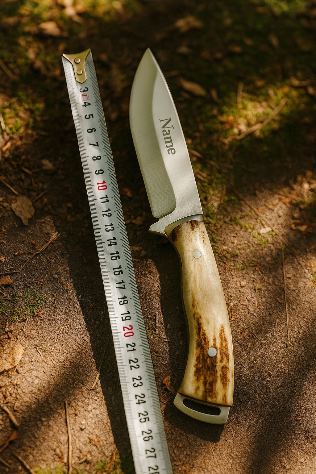 Hirschgeweih Bushcraft Messer Personalisiert mit Etui
