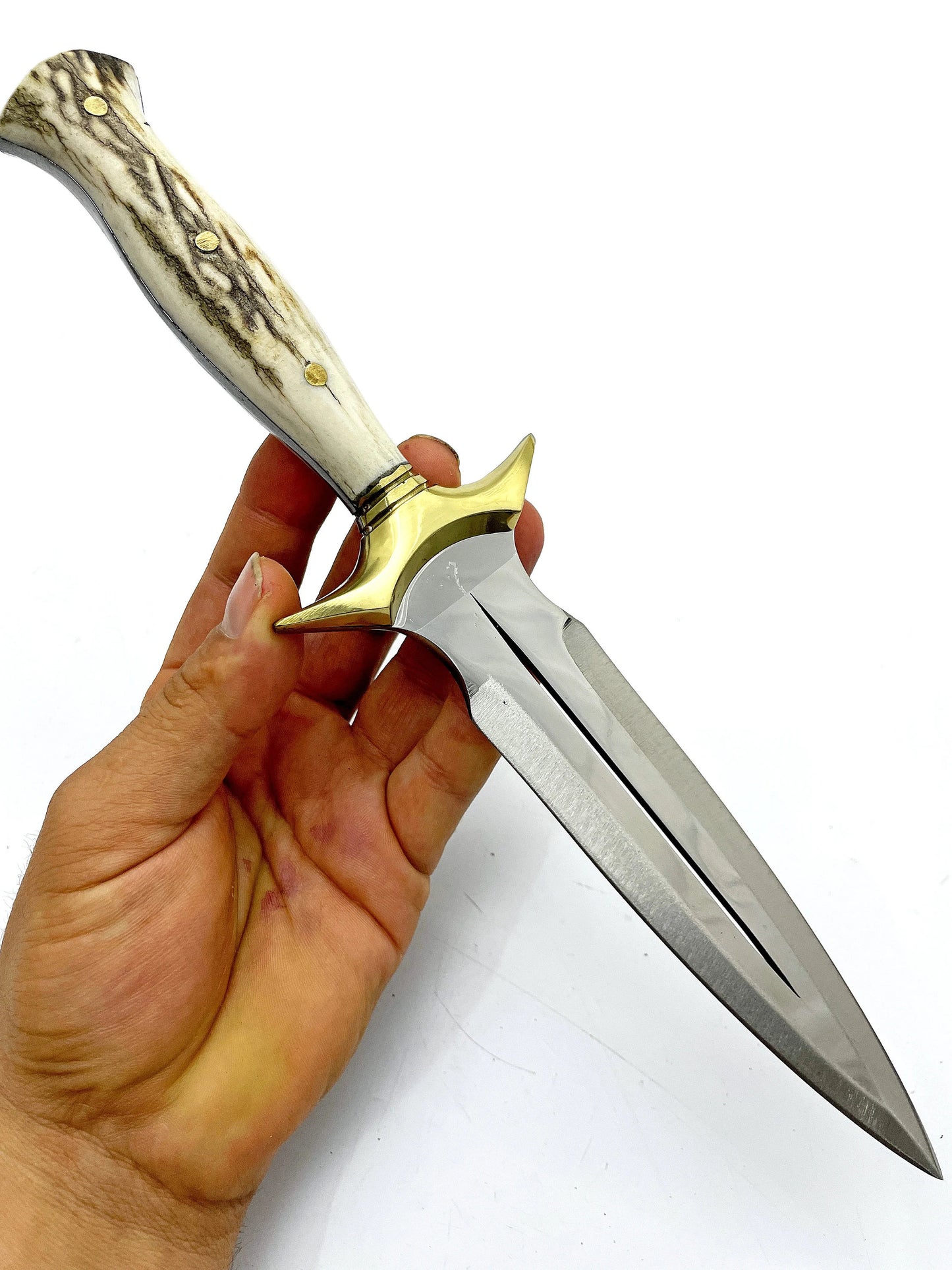 Handgemachtes Hirschgeweih Dolchmesser Personalisiert mit Lederscheide
