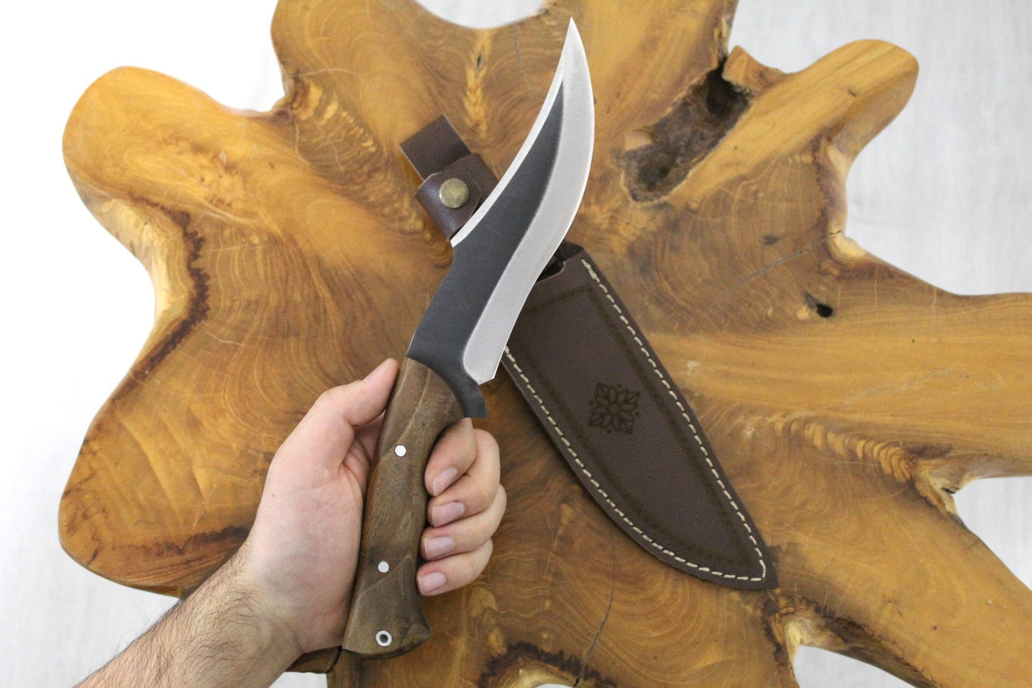 12,6 "professionelles Jagdmesser mit Walnussholz Griff Personalisiert