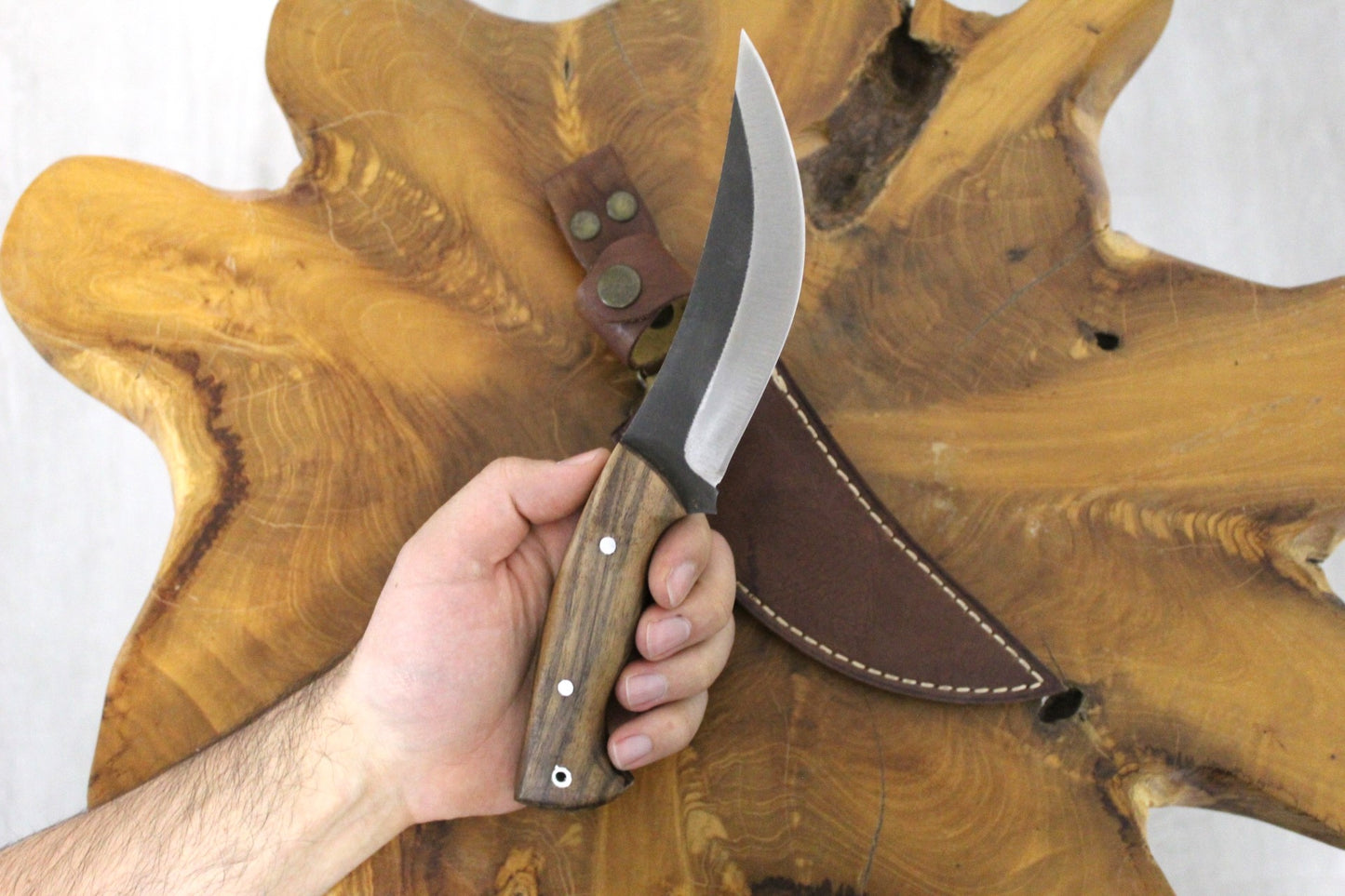 Personalisiertes Handgefertigtes Holzgriff Jagdmesser mit Scheide