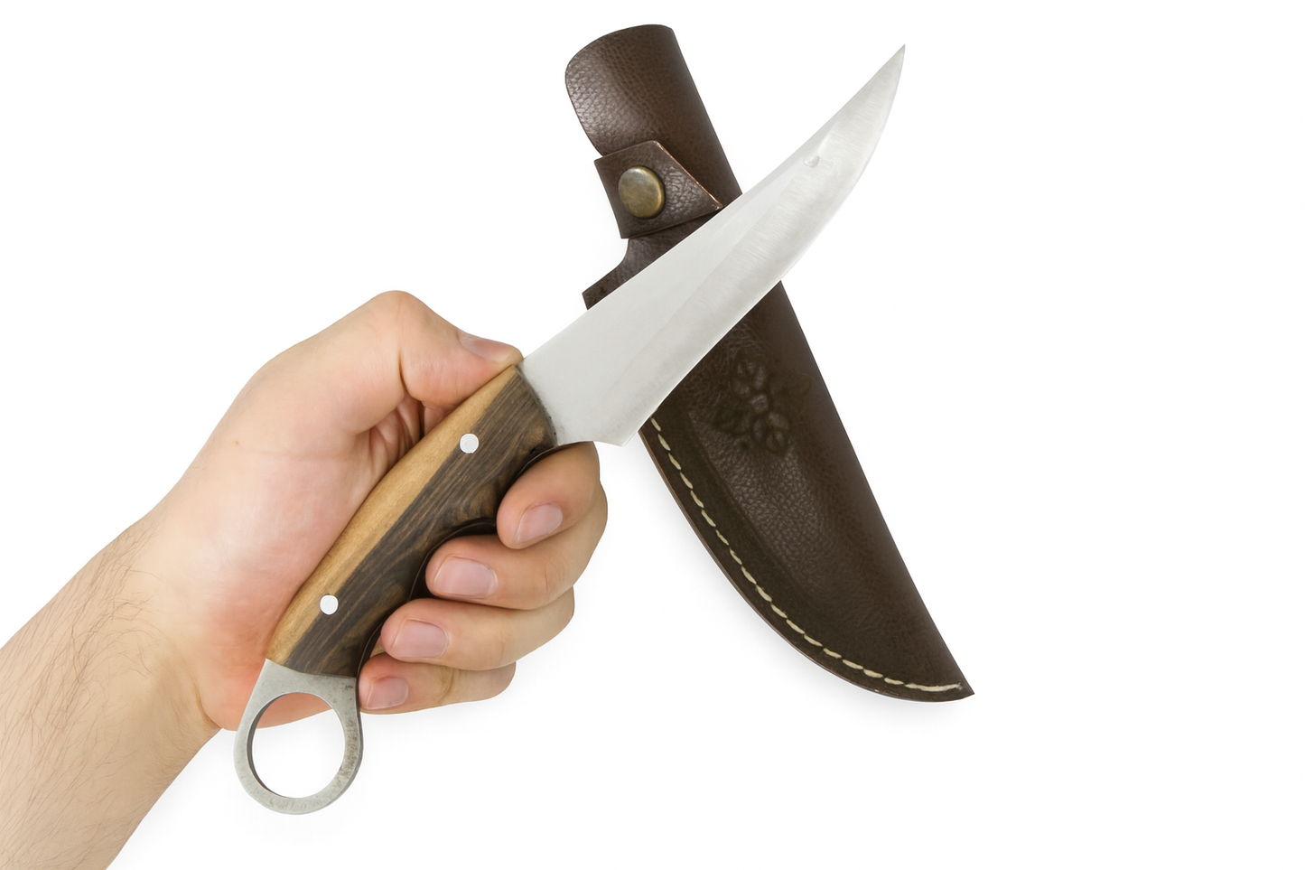 Handgefertigtes Bushcraftmesser mit Lederscheide Personalisiert