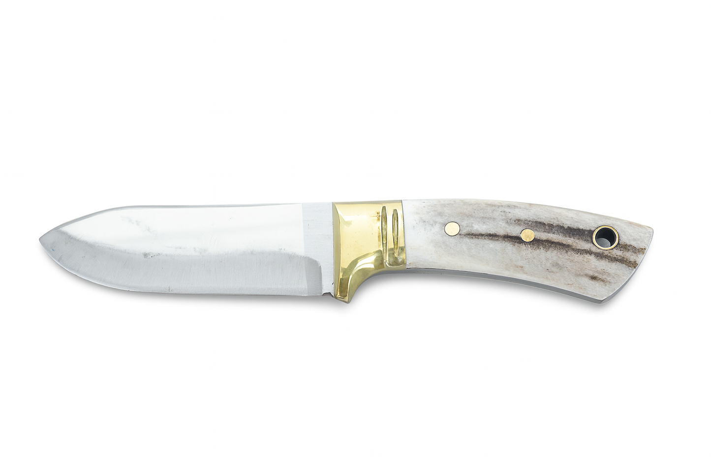 Personalisiertes Jagdmesser Hirschgeweih und Messing Griff