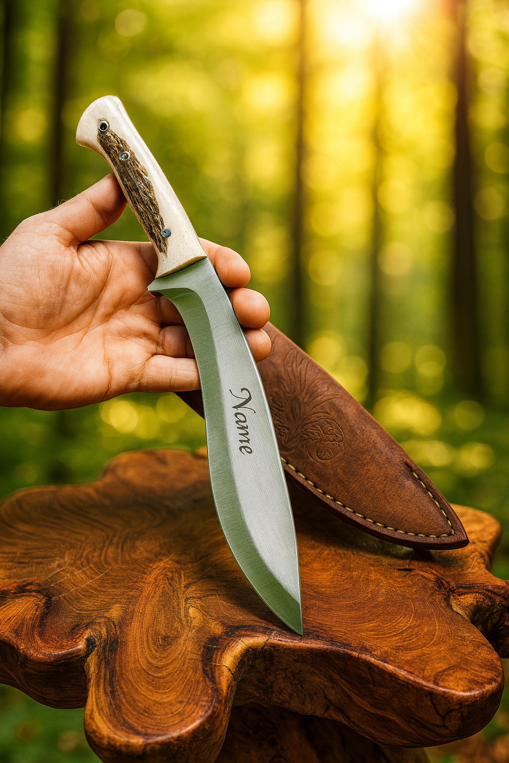 Hirschgeweih Kukri Messer Personalisiert