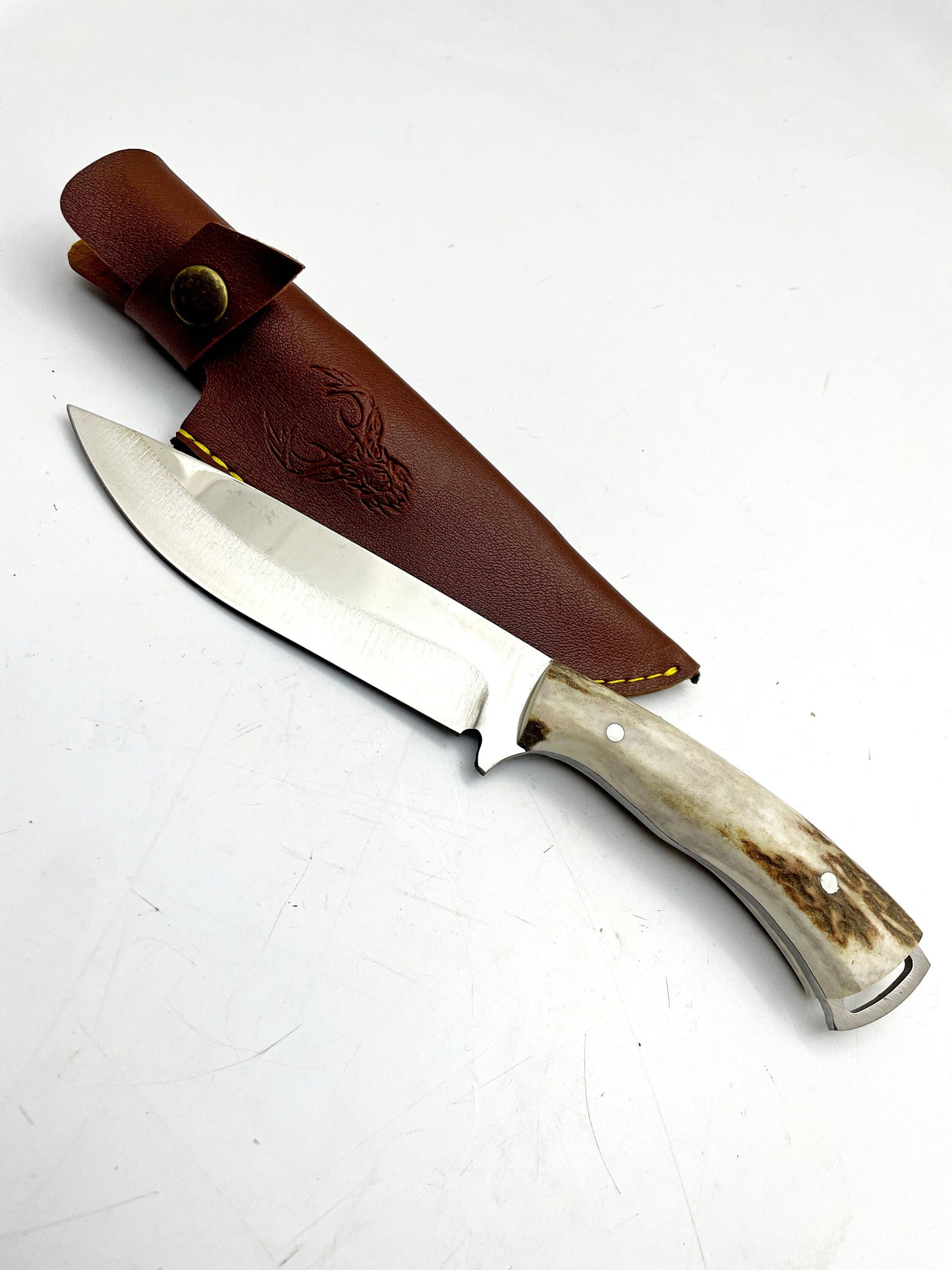 Hirschgeweih Bushcraft Messer Personalisiert mit Etui