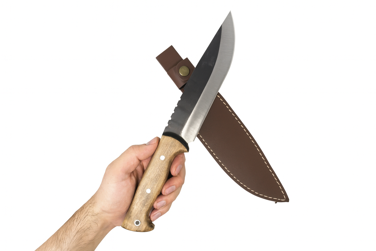 Personalisiertes Jagdmesser mit Lederscheide