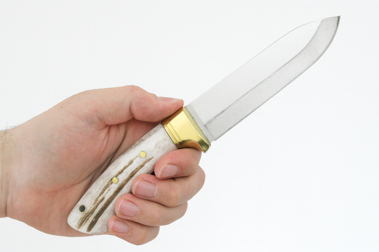 Personalisiertes Jagdmesser Hirschgeweih und Messing Griff (Dh033)