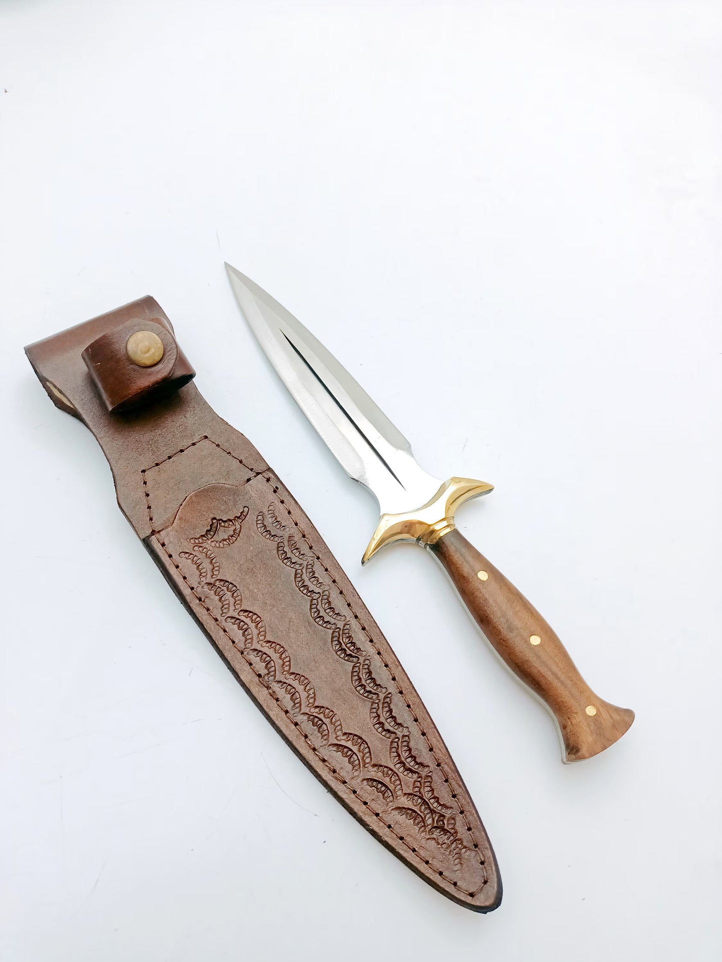 Walnuss Holz Griff Dolch Messer mit Scheide Personalisiert