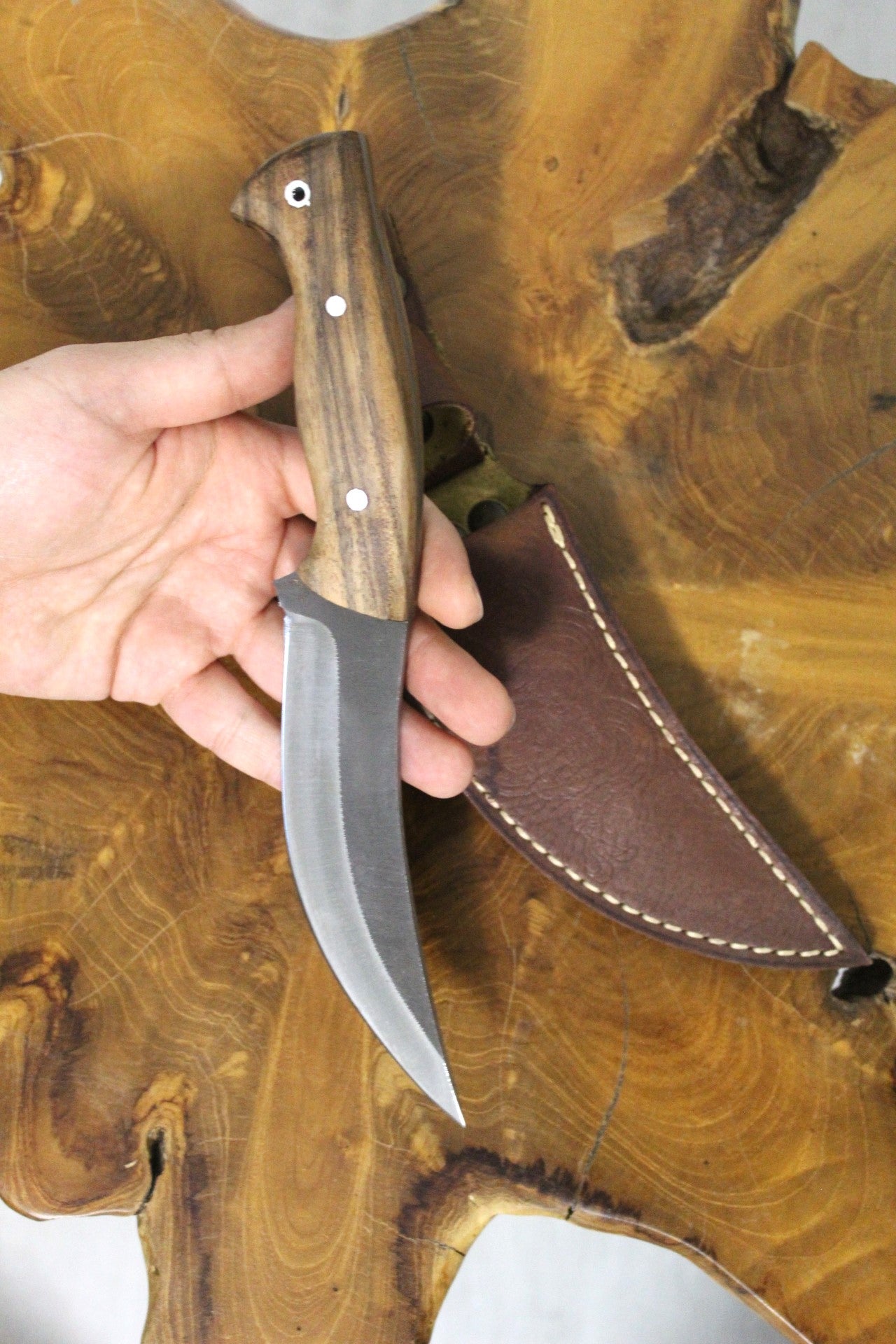Personalisiertes Handgefertigtes Holzgriff Jagdmesser mit Scheide