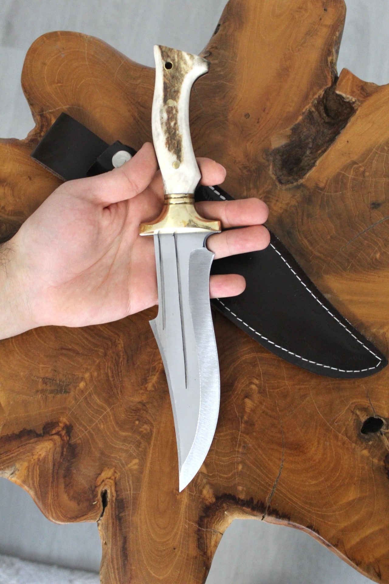 12 "Hirschhorn Bowie Jagdmesser Personalisiert