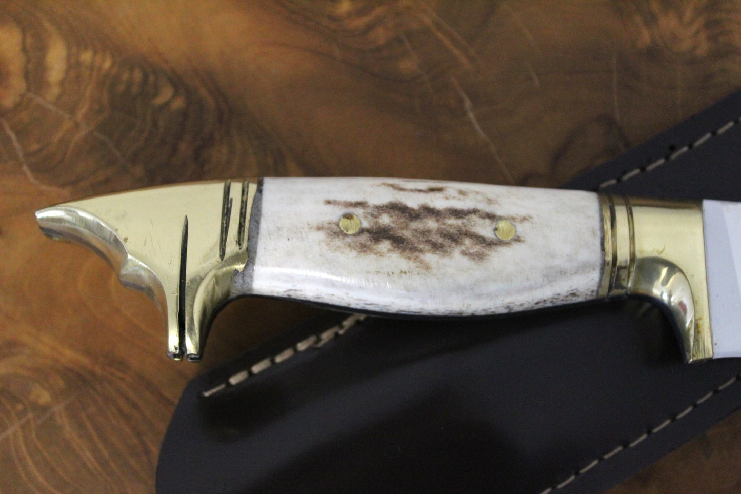 13 " Hirschgeweih Wolfskopf Jagdmesser Handgefertigt