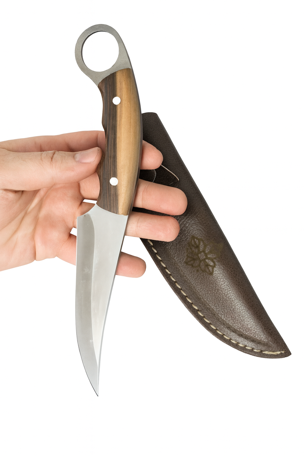 Handgefertigtes Bushcraftmesser mit Lederscheide Personalisiert