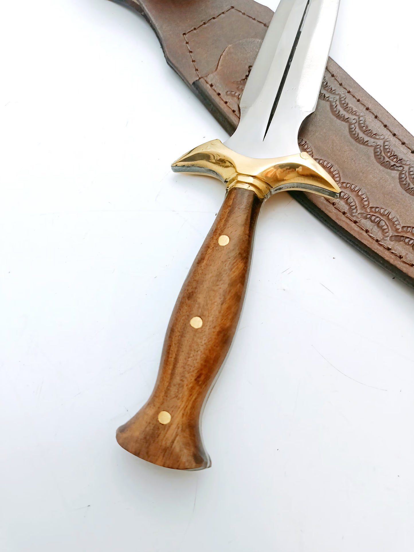 Walnuss Holz Griff Dolch Messer mit Scheide Personalisiert