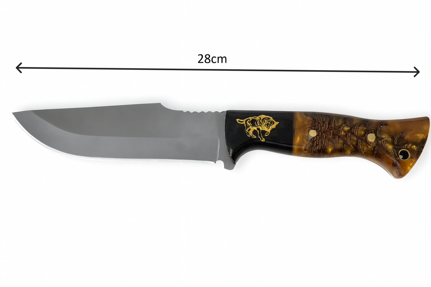 D2 Stahl Jagdmesser mit Lederscheide individuell graviertes Messer (Wh188)