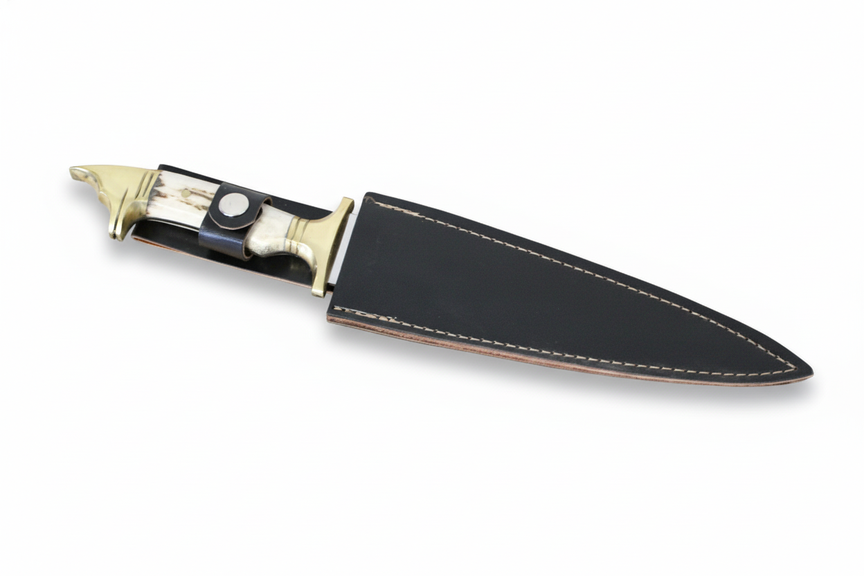 Hirschgeweih Griff Dolchmesser mit Lederscheide