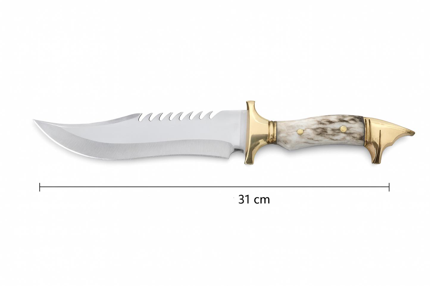 Handgefertigte Hirschgeweih Wolfkopf Messing Jagdmesser