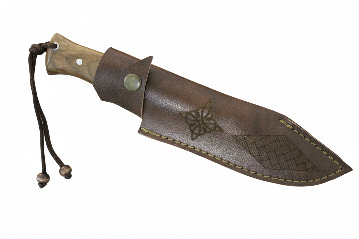 Handgefertigtes Outdoor-Messer mit Lederscheide Personalisiert